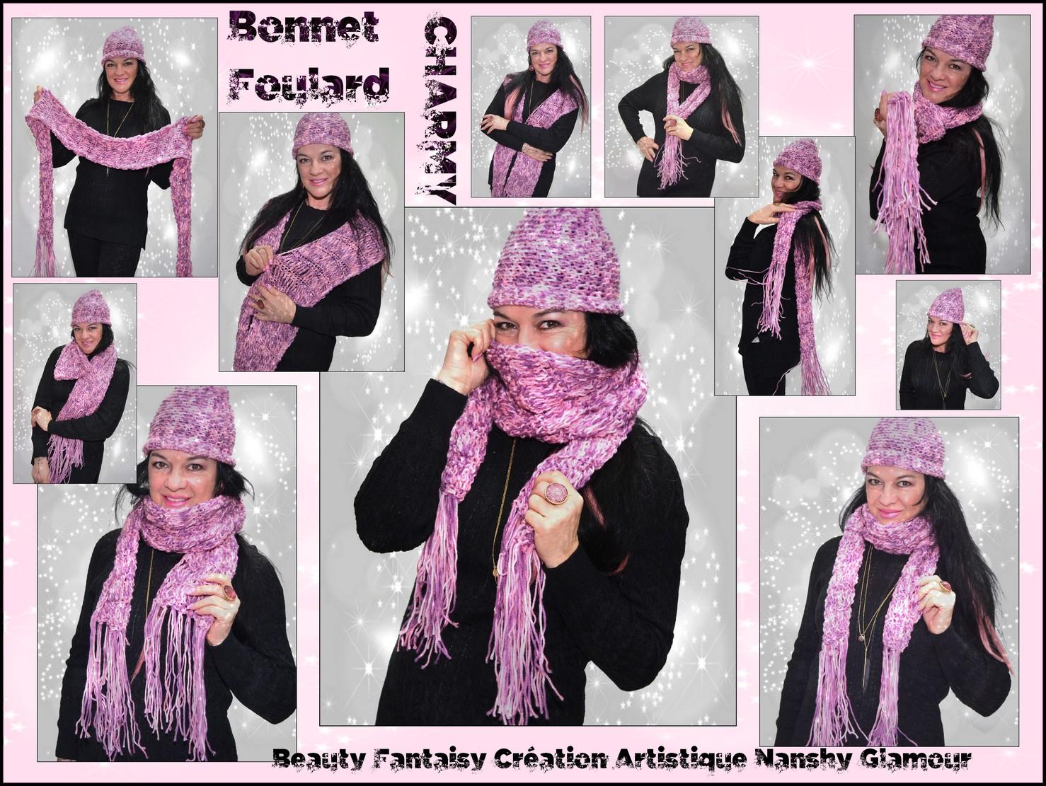 Ensemble bonnet et foulard charmy